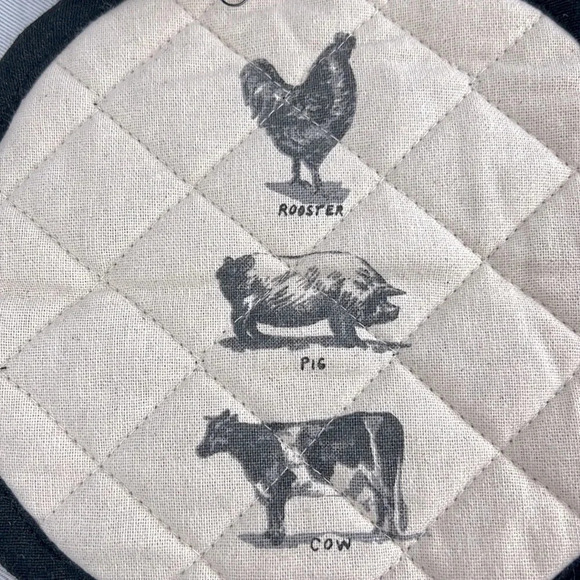 NWT Farmhouse Set Of Two Kitchen Towel & Set Of Two Pot Holders 100% Cotton - Picture 7 of 7